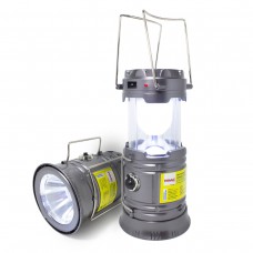 Фонарь-трансформер светодиодный аккумуляторный (торц.свет:1LED/50LUM,бок.свет:6LED/30LUM,заряд:солн.батарея, кабель 220V/USB,t заряд.3-5ч,серый) WT-JBEL9901