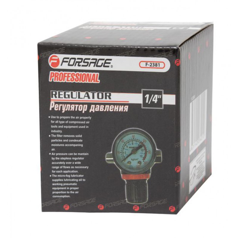 Регулятор давления воздуха с индикатором 1/4"(F)x1/4"(M) (0-12bar, нижнее расположение регулятора) Forsage F-2381
