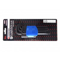 Набор ключей TORX Г-образных длинных с шаром, 9 предметов (Т10, Т15, Т20, Т25, Т27, Т30, Т40, Т45, Т50),в пластиковом держателе Forsage F-5098LB
