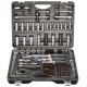 Набор инструмента 150+6 предметов 1/4" 3/8" 1/2"(6-гр.)(4-36мм; 3/8":10-19мм 12гр.; 1/2":27,30,32,36-12гр.)+(биты 5/16":М6,8,10,12,14; гибкий удлинитель 1/4") ROCKFORCE RF-41501-5 PREMIUM