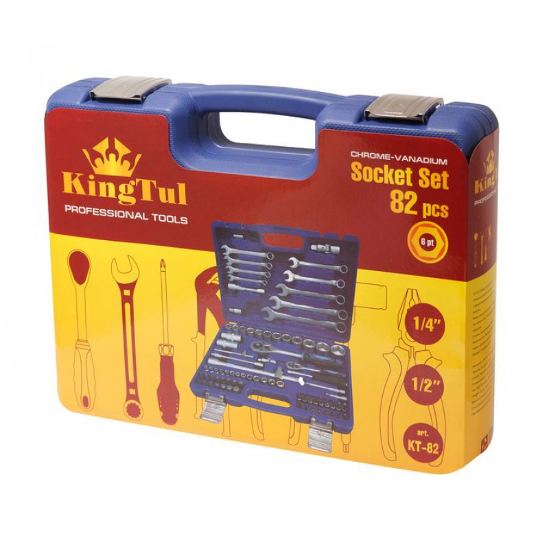 Набір інструментів 82 предмети1/2",1/4" (6гр.)(4-32мм) KINGTUL KT-82