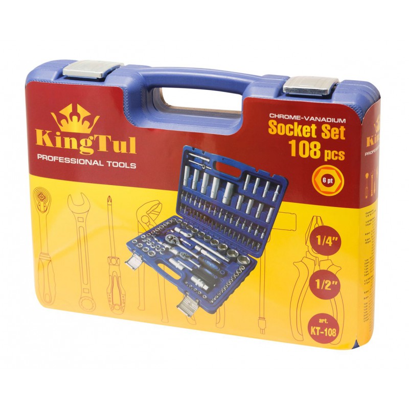 Набор инструментов 108 предметов 1/4",1/2" (6гр.)(4-32мм) KINGTUL KT-108