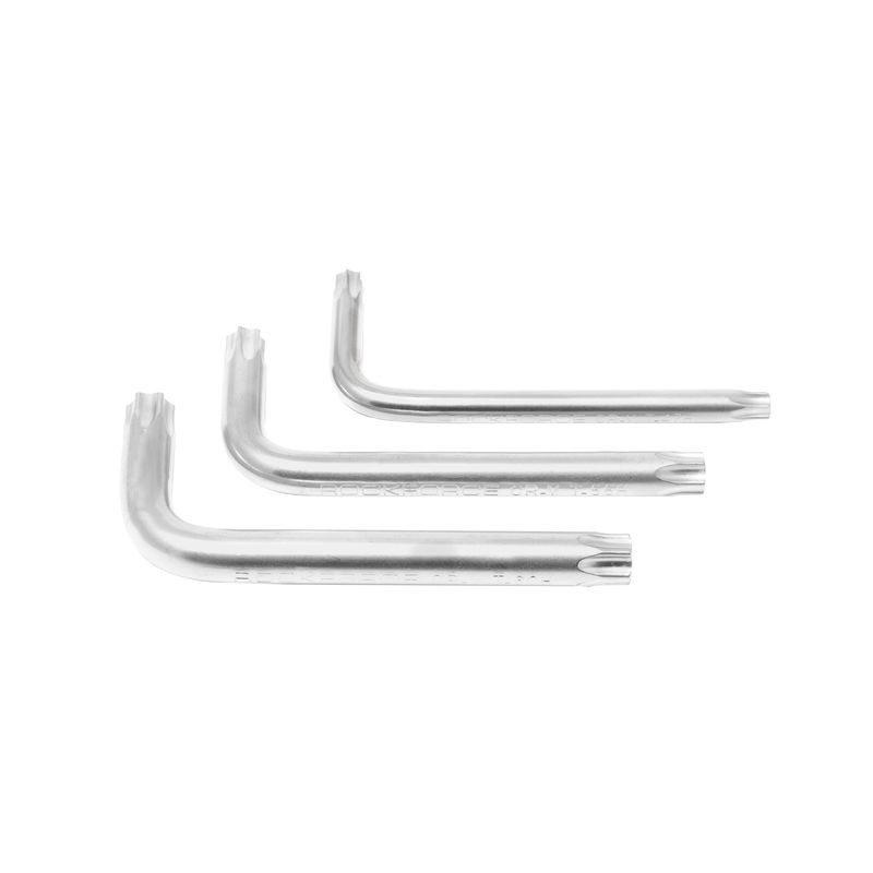 Ключ Г-образный TORX экстра длинный T-55H с отверстием ROCKFORCE RF-76755XL