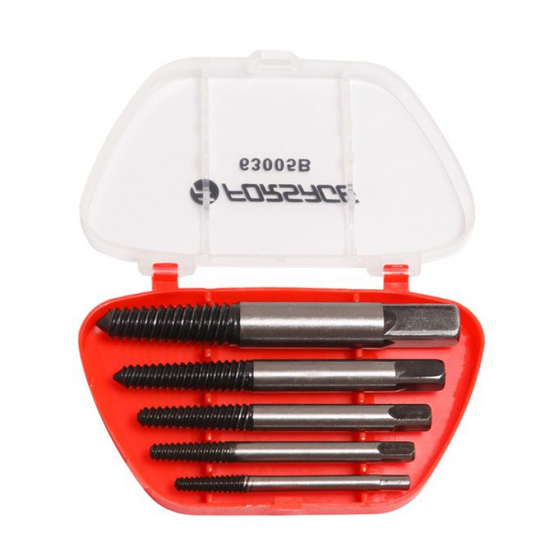 Набор экстракторов резьбы 5 предметов(М3-М18; Ø:3-6мм, 6-8мм, 8-11мм, 11-14мм, 14-18мм; "мелкий шаг"), в пластиковом футляре Forsage F-63005B