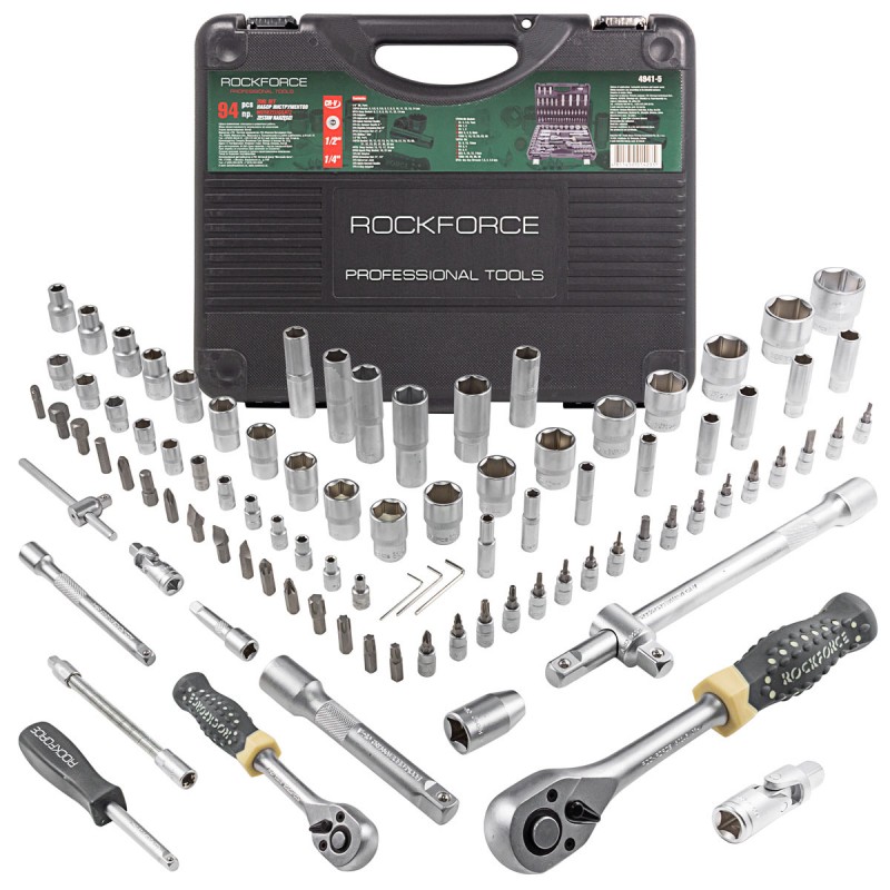 Набор инструментов 94 предмета 1/2'', 1/4'' (6гр.)(4-32мм) ROCKFORCE RF-4941-5