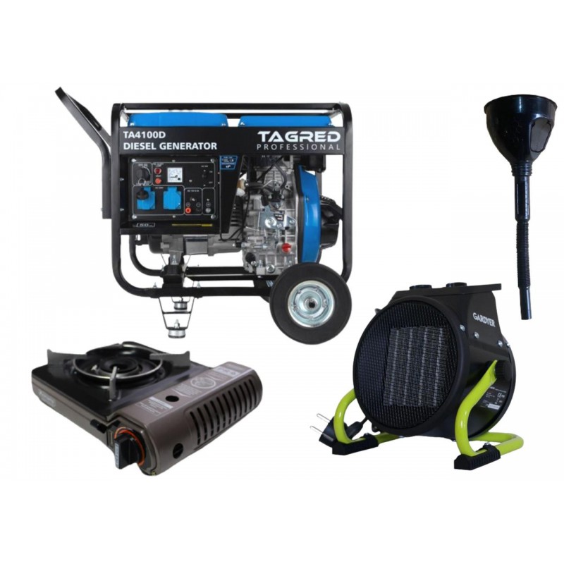 Дизельний генератор TAGRED TA4100D + газова плитка Orcamp CK-505 + електричний обігрівач Gardyer HE2000