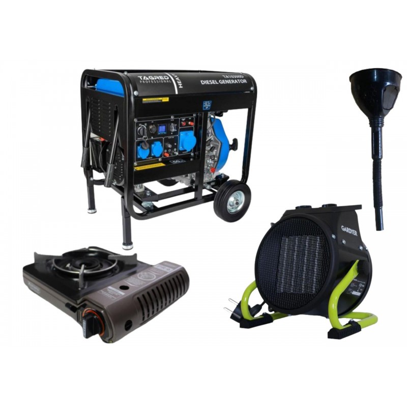 Дизельный генератор TAGRED TA10300D + газовая плитка Orcamp CK-505 + 4 газовых картриджа 400 мл