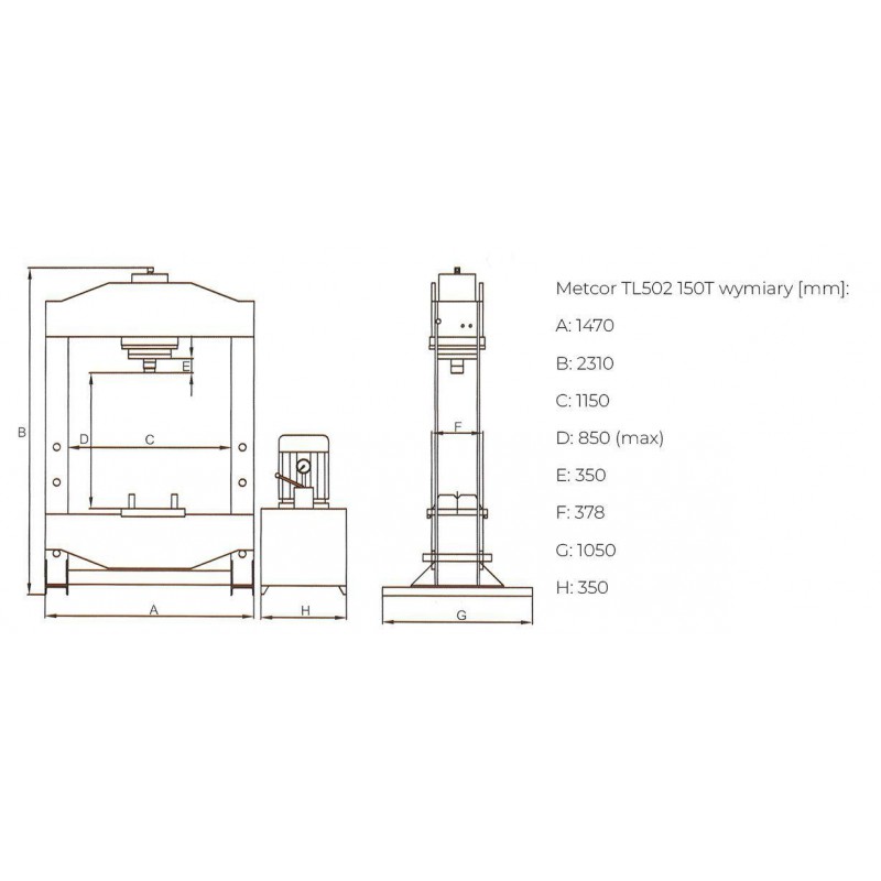 Пресс гидравлический METCOR 100 т