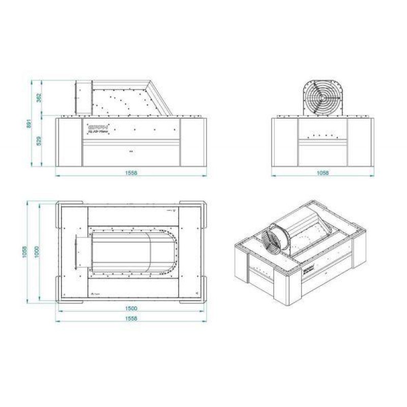 Сварочный вытяжной колпак с вентилятором GPPH IQ Air Flow 1500x1000 мм