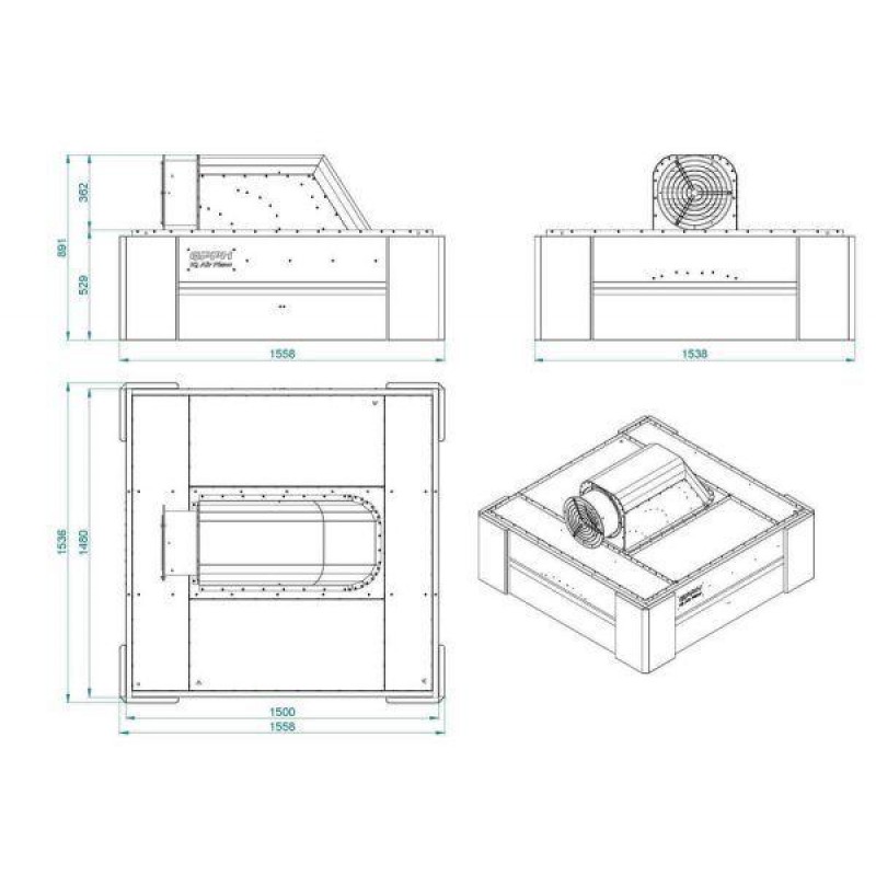 Сварочный вытяжной колпак с вентилятором GPPH IQ Air Flow 1500x1480 мм
