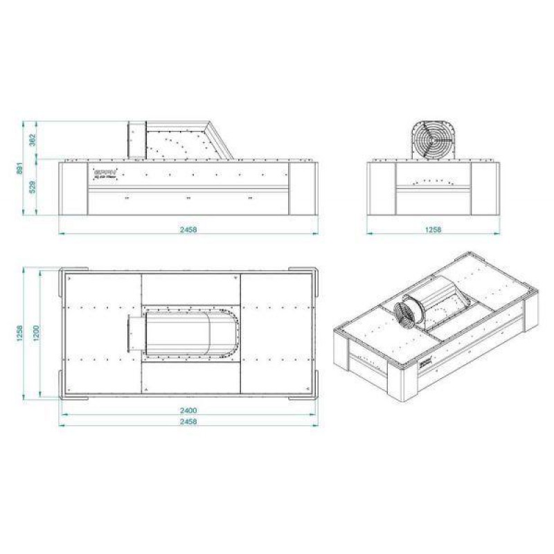 Сварочный вытяжной колпак с вентилятором GPPH IQ Air Flow 2400x1200 мм