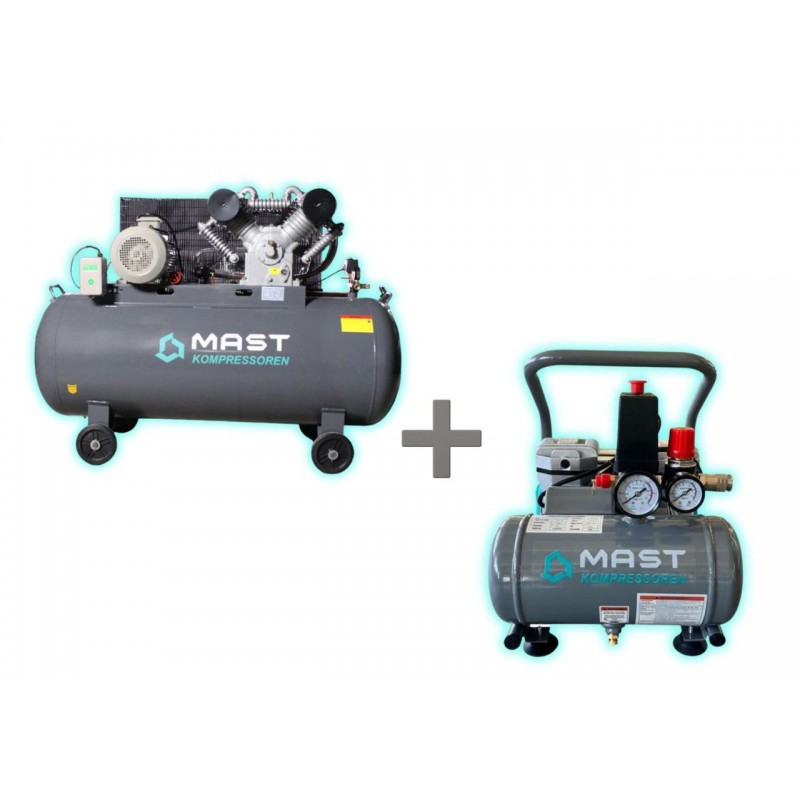 Поршневий компресор MAST 2105/500L 400V + безмасляний поршневий компресор Mast MOF1390/1100 compact