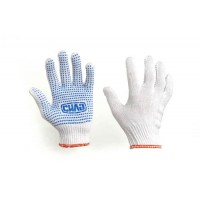 Рукавички 70/30 з ПВХ точкою р10 (білий+синій ПВХ) Економ СИЛА