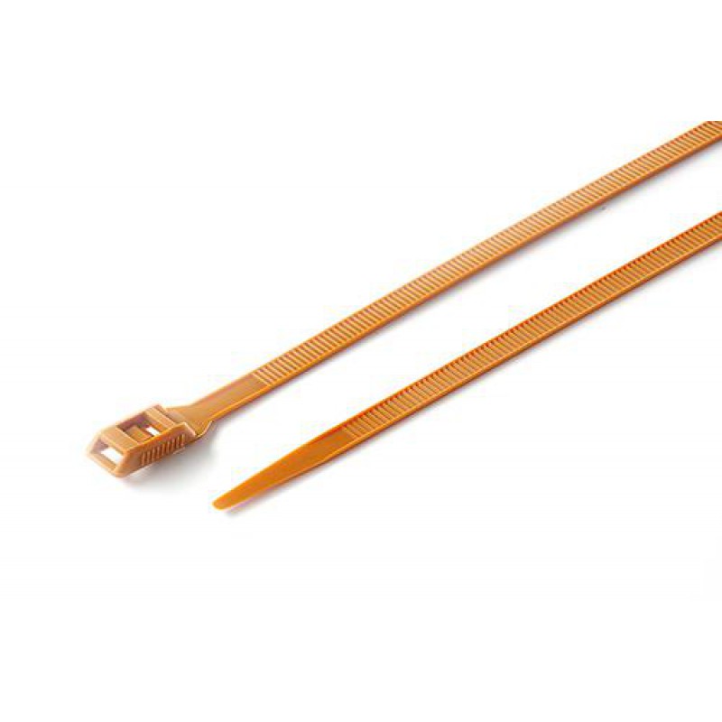 Стяжка кабельная с низким профилем замка 8x400 коричневый (100шт) APRO