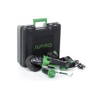 Углошлифовальная машина (болгарка) APRO 20В, 125мм, 4А, 20AG, 1 АКБ, ЗУ, кейс