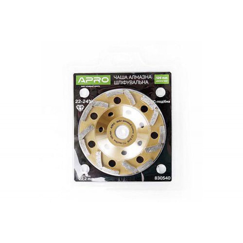 Чаша алмазна шліфувальна 125мм 22-24% ТС-образна APRO