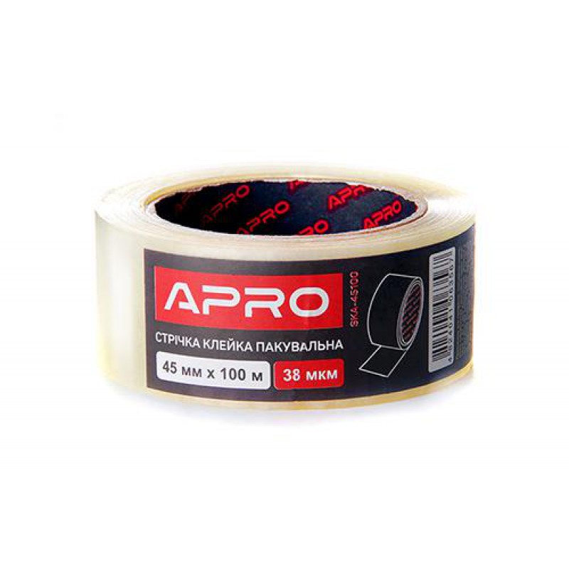 Лента клейкая упаковочная 38мкм 45мм 100м APRO