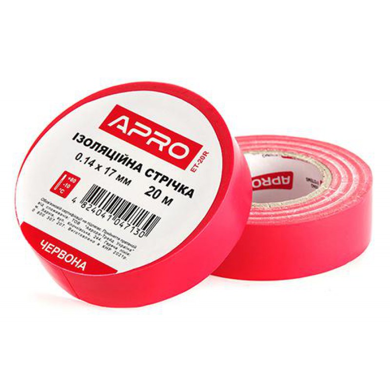 Изоляционная лента красная 0.14х17мм 20м (пачка, кратно 10шт) APRO