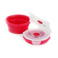 Ланчбокс складаний з кришкою-засувкою круглий червоний 400мл СИЛА