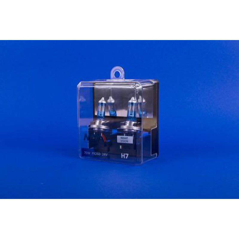 Лампа автомобільна H7 24V 55W PX26D 1150lm 4000К NIGHT VISION +80% (ближня/дальня, протитуманна) (нейтральний білий спектр) (2шт) MTA