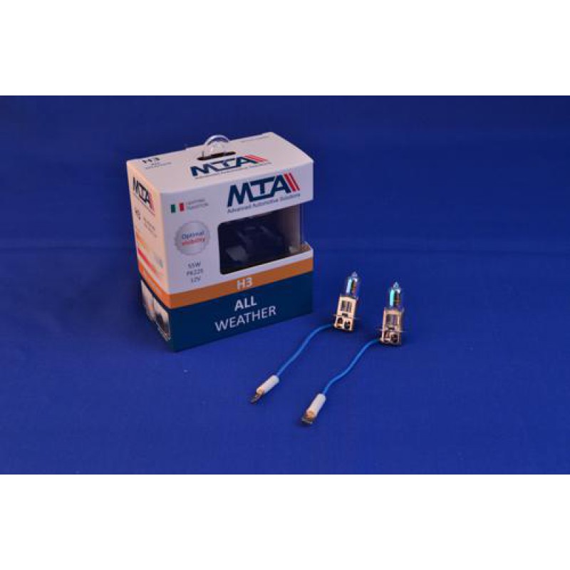 Лампа автомобільна H3 12V 55W PK22S ALL WHEATHER (2шт) (ближня/дальня, противотуманна) MTA
