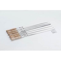 Шампур с деревянной ручкой из нержавеющей стали, 590*10*2мм СИЛА