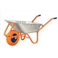 Тачка F1 90л оцинк корыто Standart 0,6мм рама оранж, полиуретановое колесо BLUETOOLS