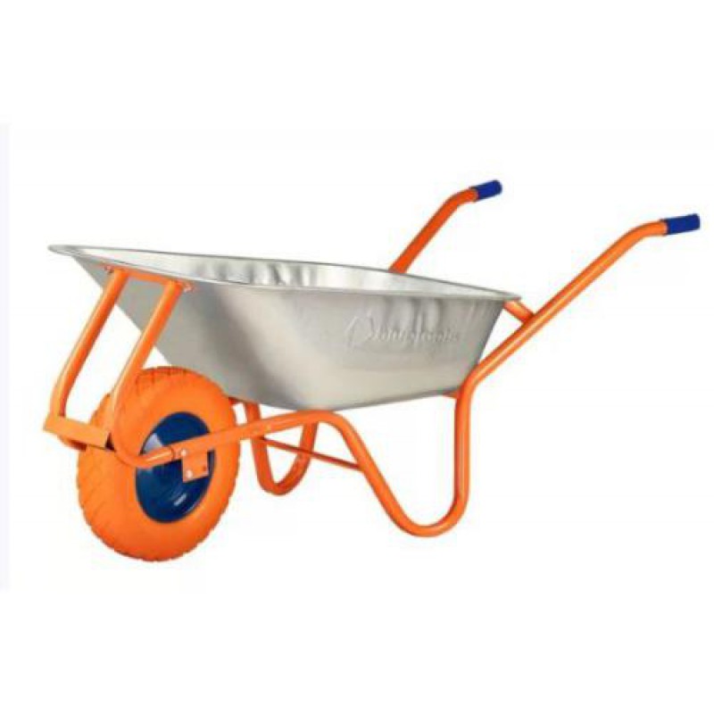 Тачка F1 90л оцинк корыто Standart 0,6мм рама оранж, полиуретановое колесо BLUETOOLS