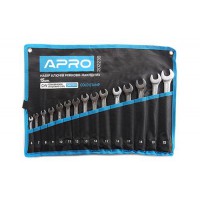 Набор ключей рожково-накидных CrV 15 шт (6-19, 22мм) (холодный штамп DIN3113) APRO
