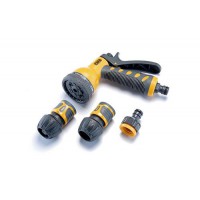 Набор: пистолет-распылитель 9 режимов, коннекторы: 3/4 аквастоп, 3/4, адаптер 1/2+3/4 СИЛА