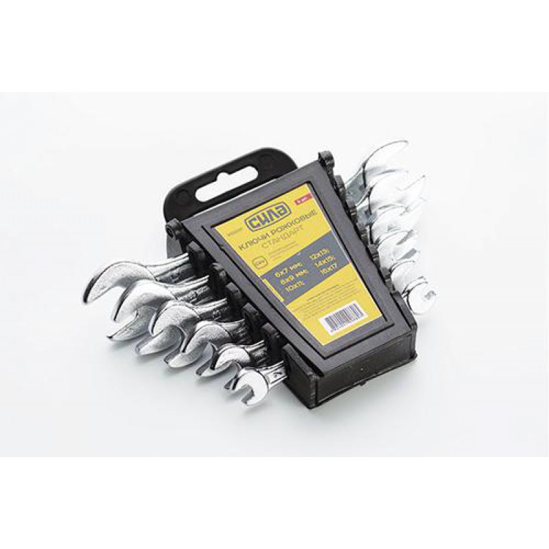 Набор ключей рожковых Стандарт 6x7, 8x9, 10x11, 12x13, 14x15, 16x17мм (6шт) СИЛА