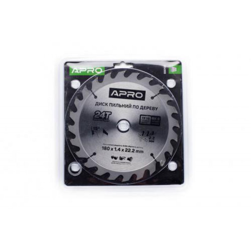 Диск пильный по дереву 180х22,2х24T APRO