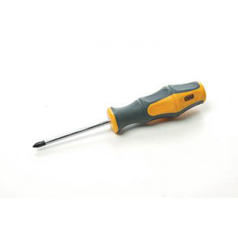 Отвертка крестовая обрезиненная рукоятка СrV PH1х75мм (Phillips) (двухкомпонентная) СИЛА