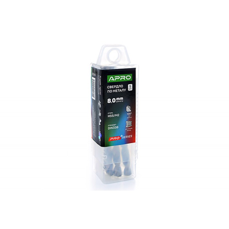 Сверло по металлу HSS/M2 (6542) Ø8,0мм (тубус, кратно 5шт) PRO APRO