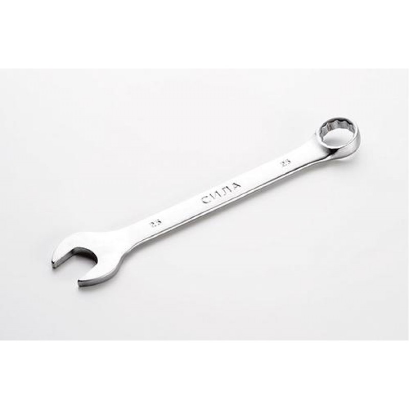 Ключ ріжково-накидний полірований CrV 23мм СИЛА