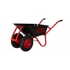 Тачка двухколесная F1 100л красок черное корыто Industrial 1,0мм, красная рама, пневмо колесо ЦВЕТОК PRO