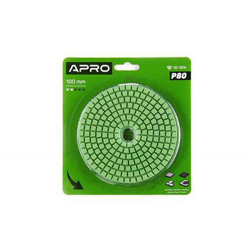 Круг алмазный шлифовальный на липучке 100мм Р50 APRO