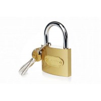 Замок навесной желтый - (48x38x17мм), крестообразный ключ AURORA