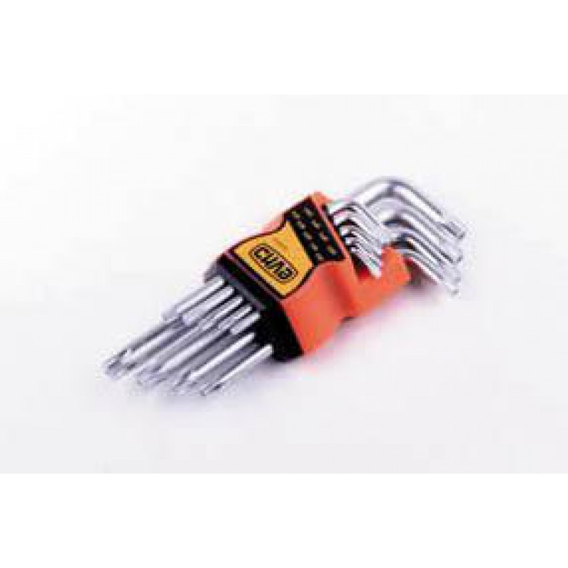Набор торцевых ключей Torx T10, T15, T20, T25, T27, T30, T40, T45, T50 коротких CrV (9шт) СИЛА