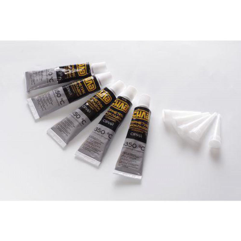 Герметик прокладок високотемпературний +350 °С, 100% силіконовий, сірий 5х25г СИЛА