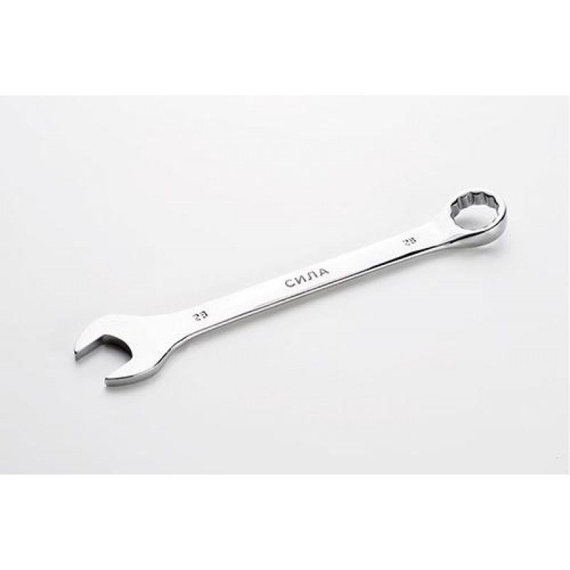 Ключ рожково-накидной полированный CrV 28мм СИЛА