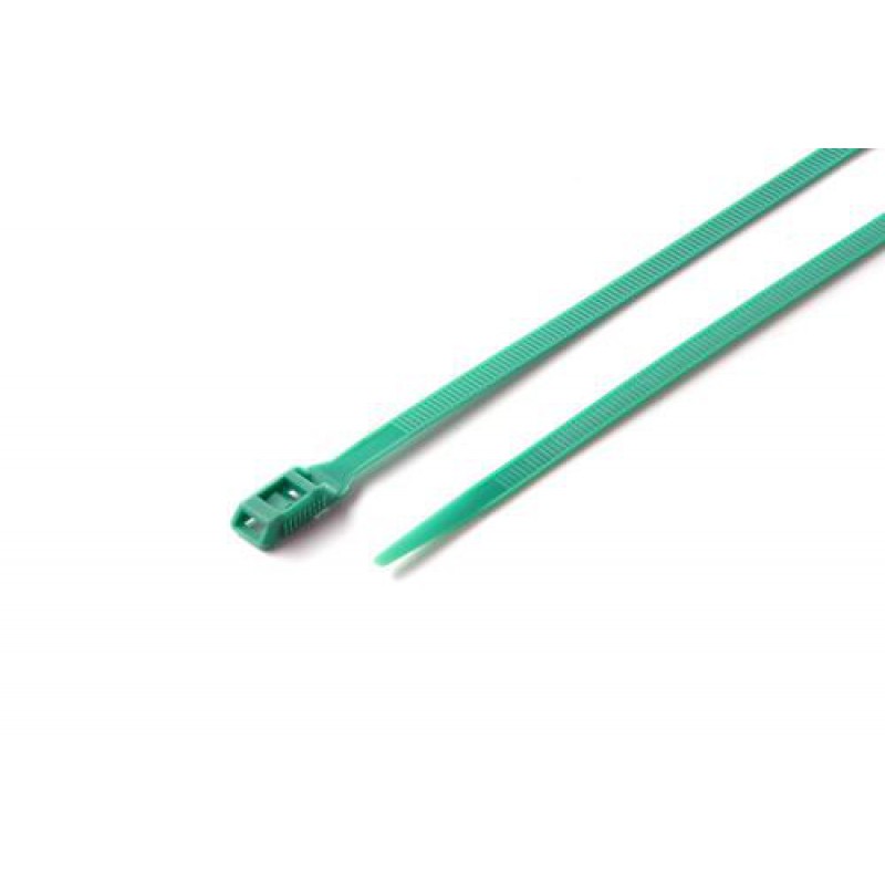Стяжка кабельная с низким профилем замка 8x400 зеленый (100шт) APRO