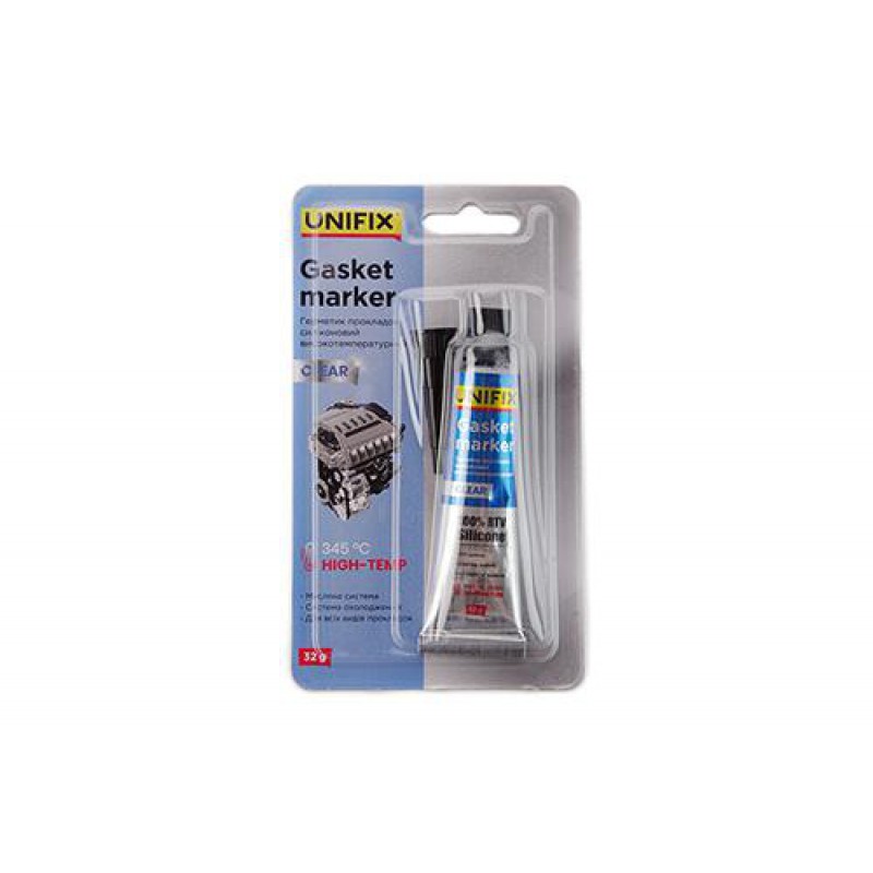 Герметик прокладок силіконовий високотемпературний прозорий 32г UNIFIX