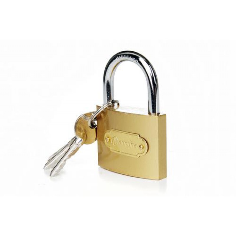 Замок навісний жовтий - (70x54x20мм), хрестоподібний ключ AURORA