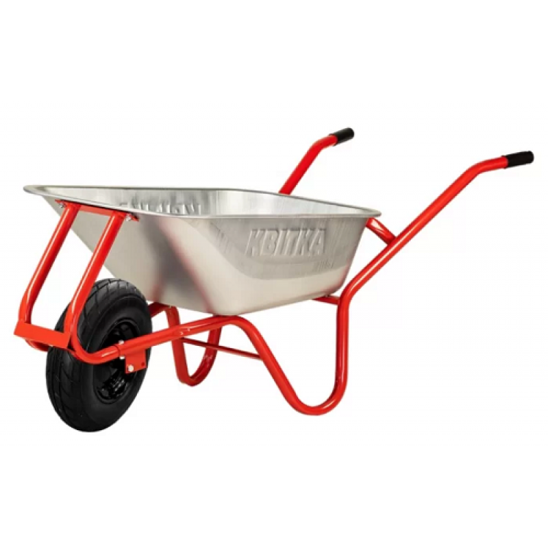 Тачка F1 оцинк 100л рама червона 0,8мм поліуретанове колесо, КВІТКА PRO