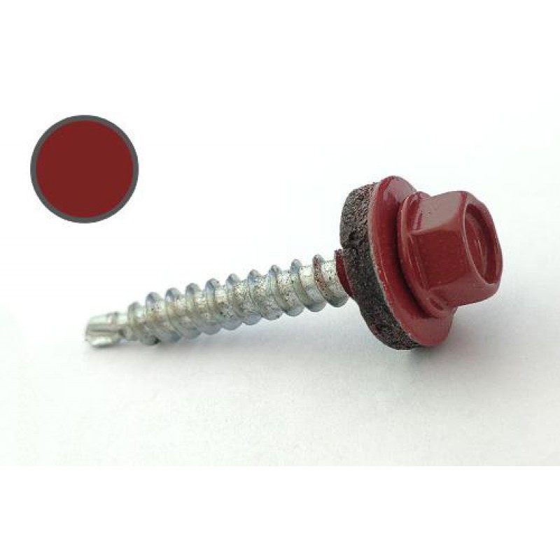Саморез кровельный 4,8*35 DIN 7504K RAL 3011 по дереву (пач 50шт) (цвет - коричнево-красный) APRO
