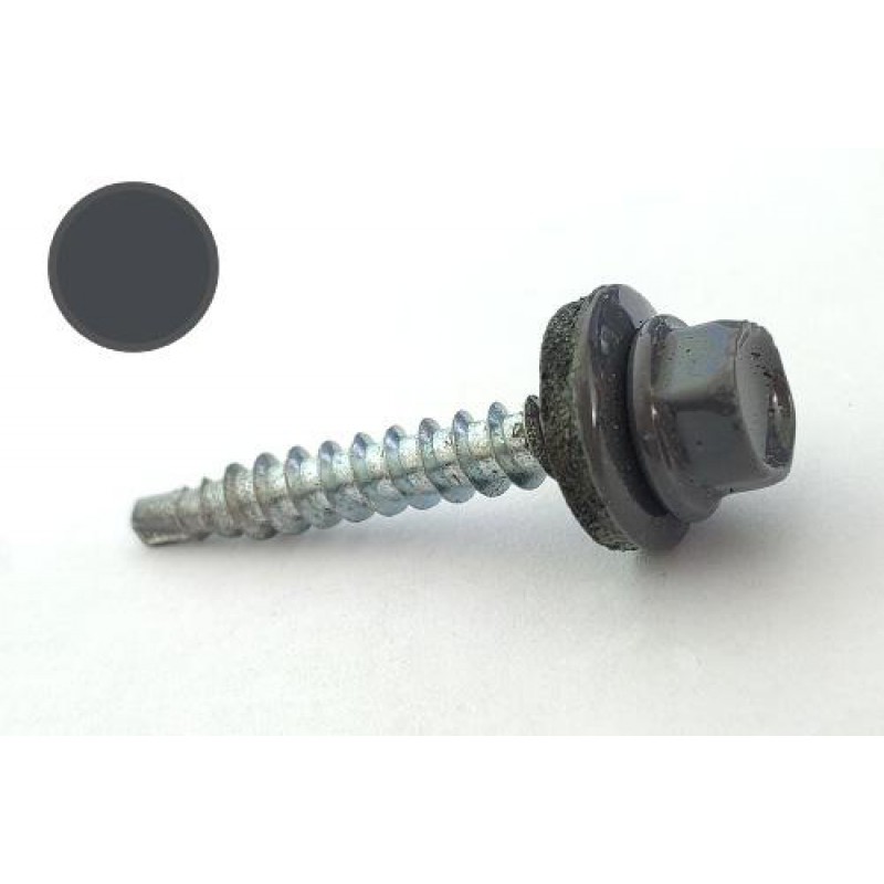Саморез кровельный 4,8*35 DIN 7504K RAL 7024 по дереву (пач 50шт) (цвет - графитовый серый) APRO
