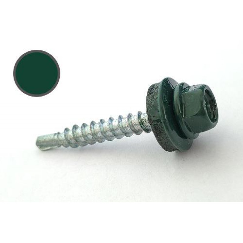 Саморіз покрівельний 4,8*35 DIN 7504K RAL 6005 до дерева (пач 50шт) (колір - зелений мох) APRO