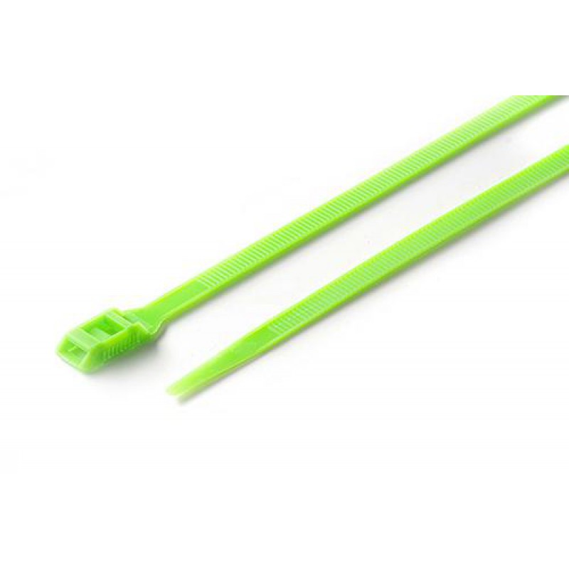 Стяжка кабельная с низким профилем замка 8x400 салат (100шт) APRO