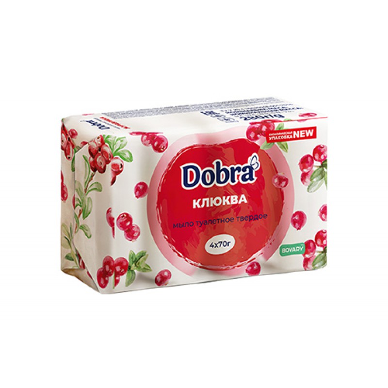 Мило туалетне тверде косметичне 4*70г екопак ТМ Dobra Журавлина